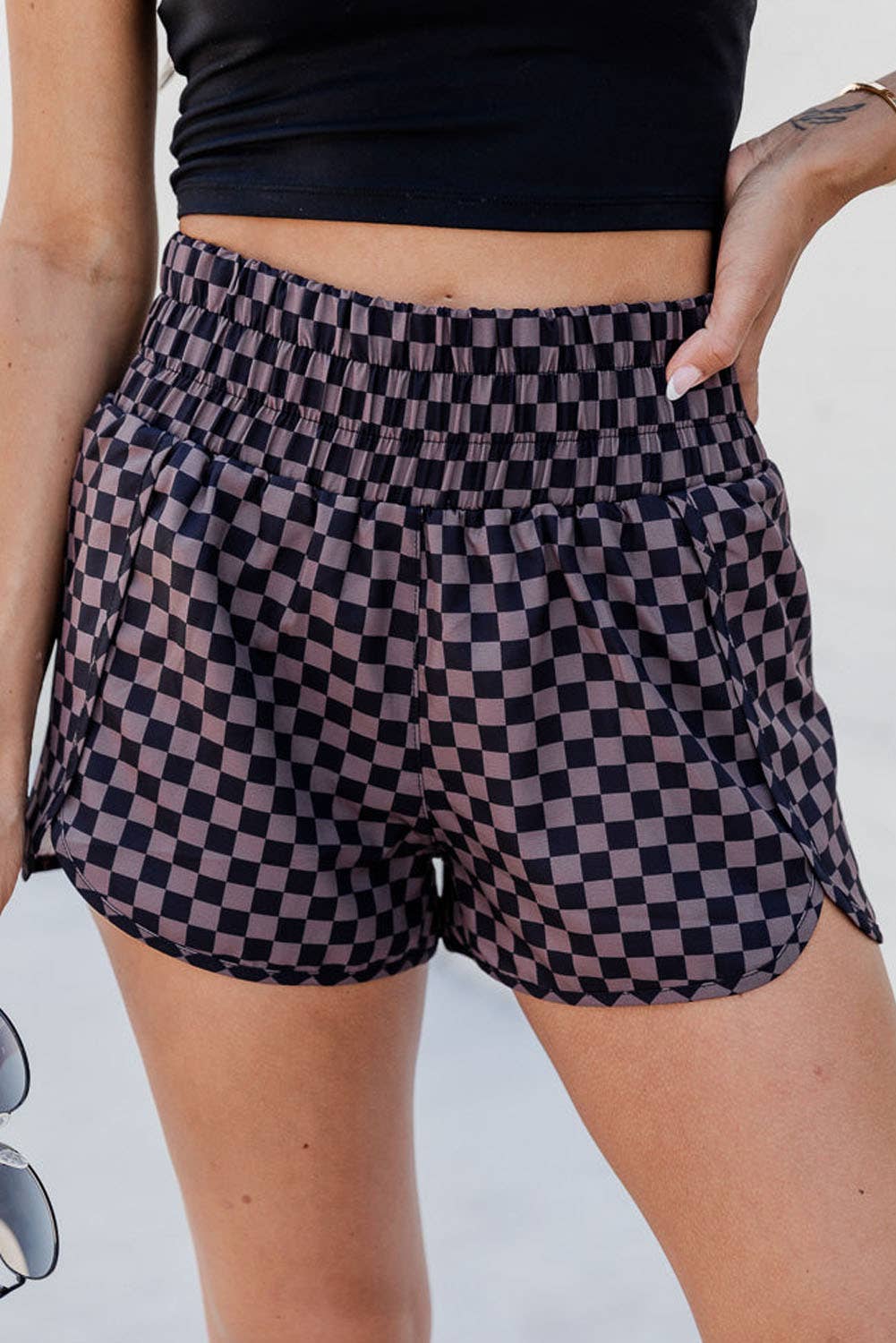 Leopard/Checkered Print High Waisted Athletic Shorts (S-XL)