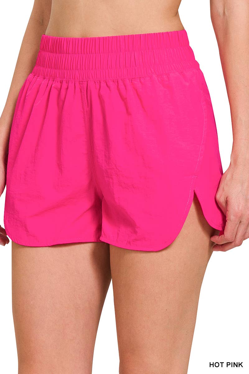 .....Windbreaker Smocked Waistband Track Shorts