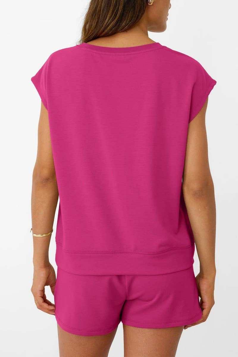CWTSTS00835_CASUAL SHORT SLEEVE TEE AND SHORTS SET WOMEN