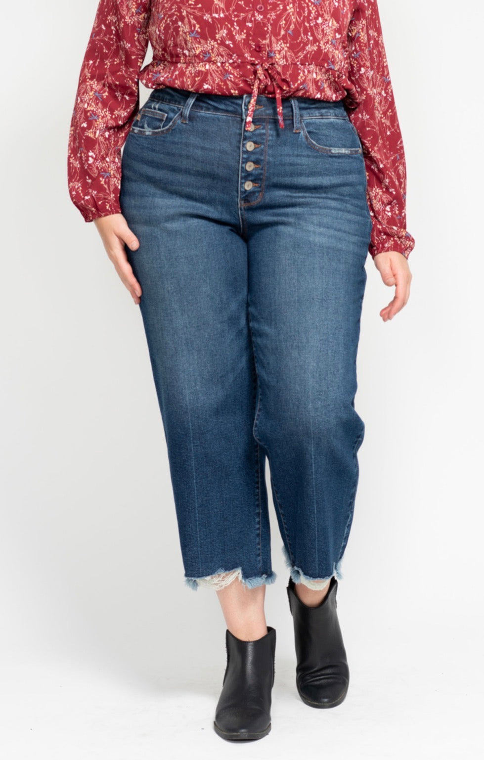 Judy Blue Button Flly Hem Crop
