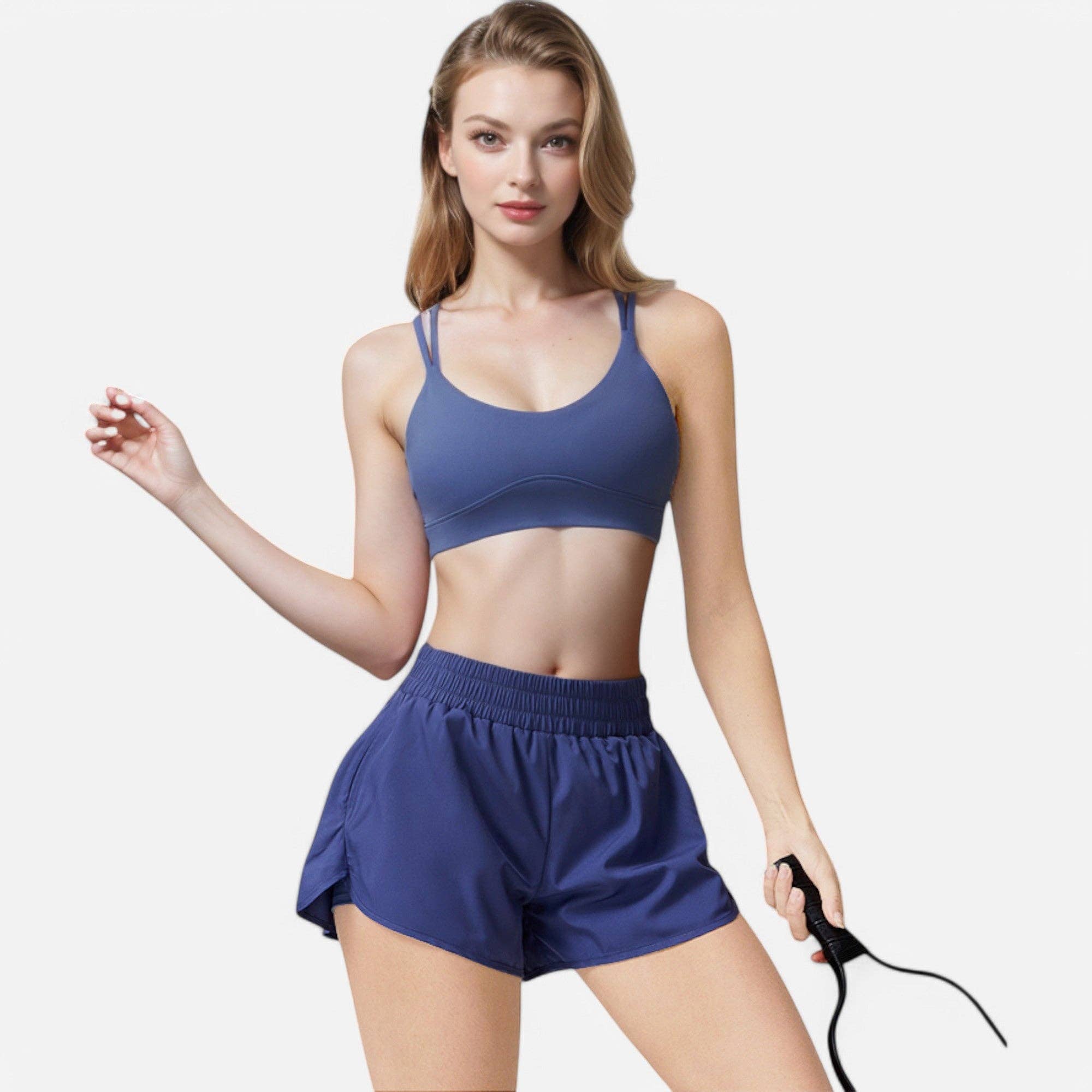 Women's High Waist Double Layered Running Shorts with Elasti