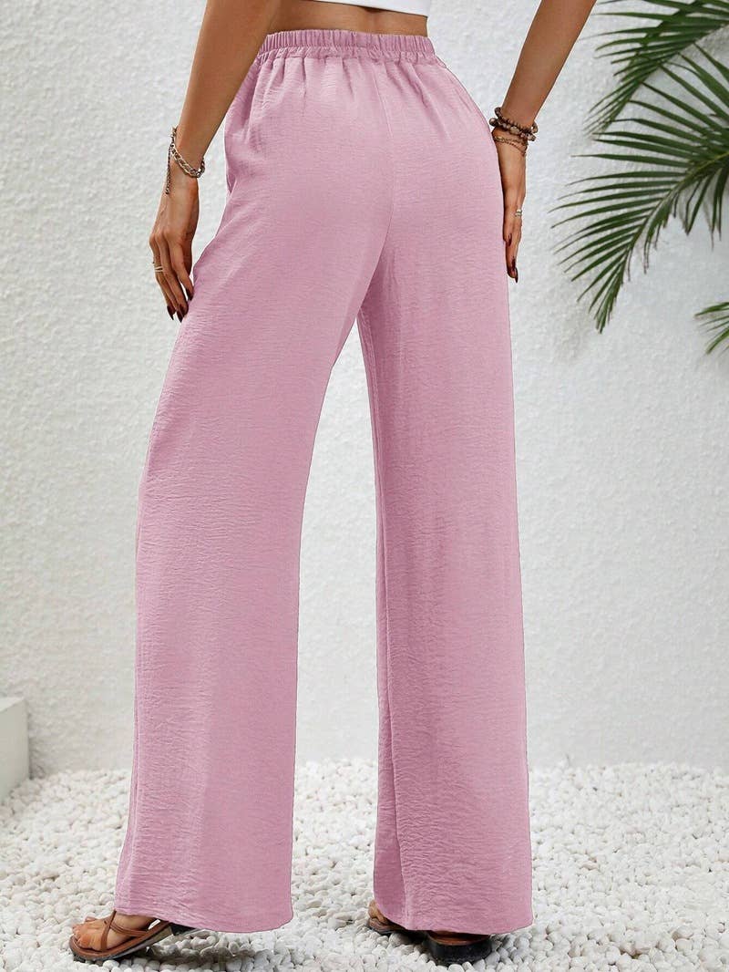 Versatile Solid Color Wide-Leg Floor-Length Casual Pants