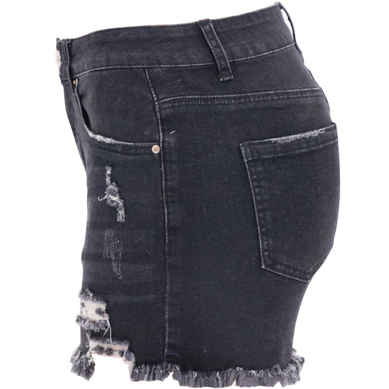 High Rise Distressed Denim Shorts for Women