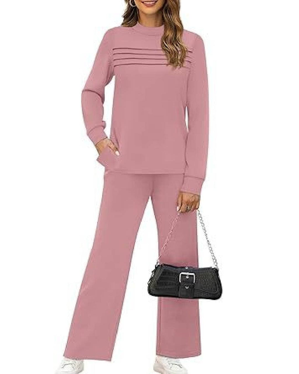 Cozy Leisure Round Neck Long Sleeve Sweatshirt Set