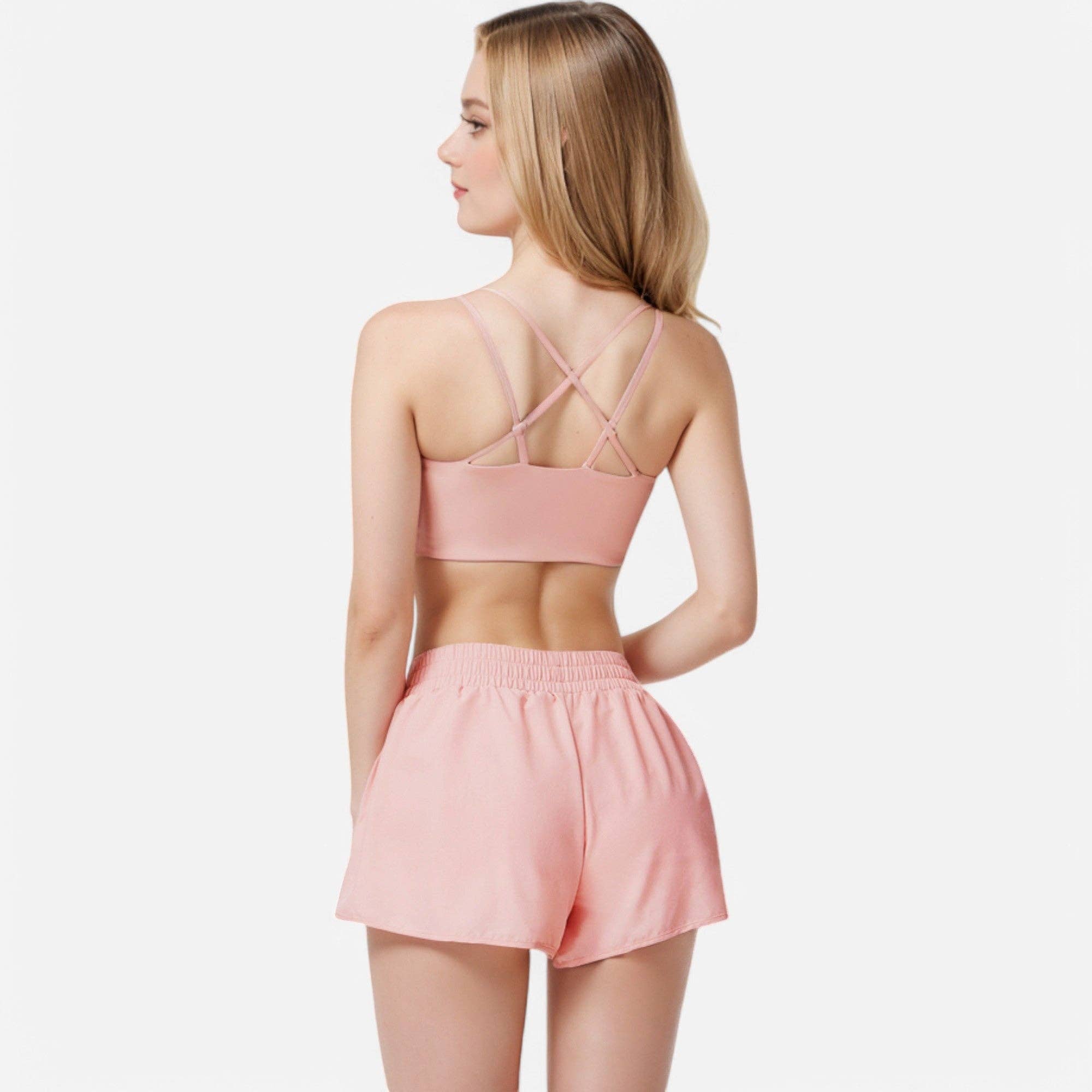 Women's High Waist Double Layered Running Shorts with Elasti