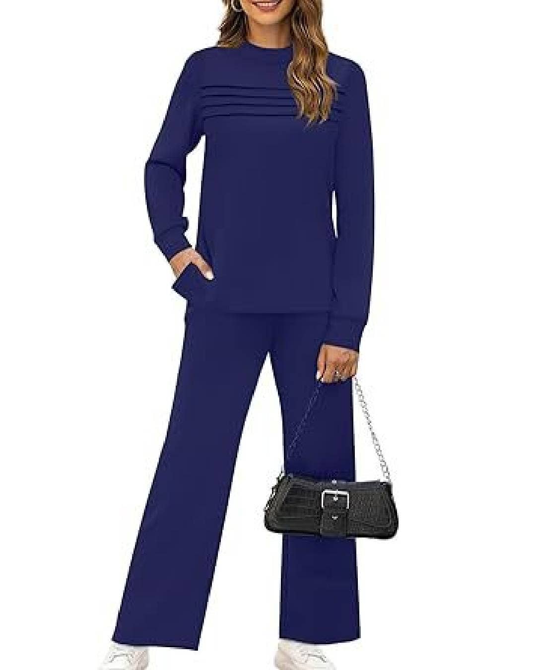 Cozy Leisure Round Neck Long Sleeve Sweatshirt Set