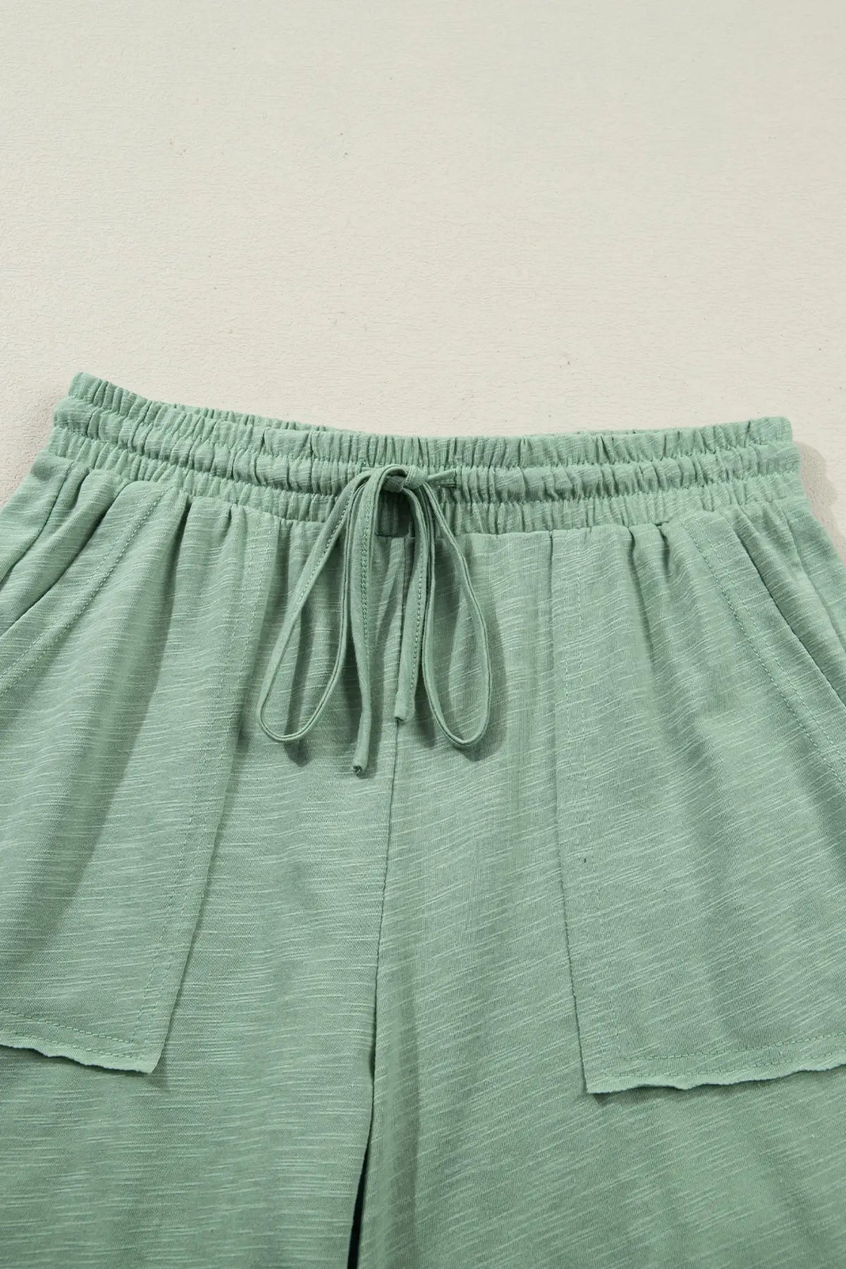 Short Sleeve Tee Raw Seam Patch Pocket Drawstring Pants Set