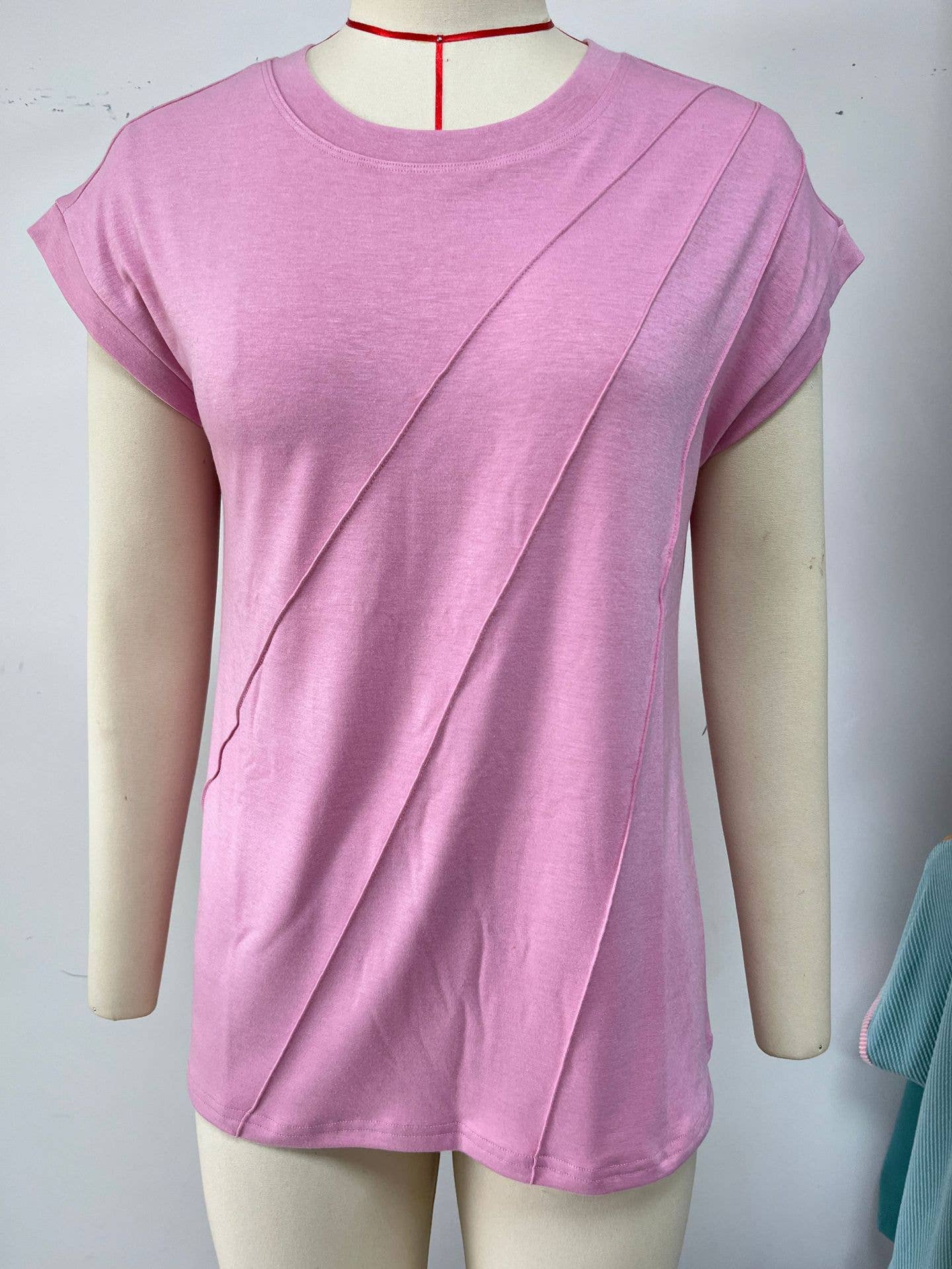 Solid color crew neck fashion short-sleeved shirt