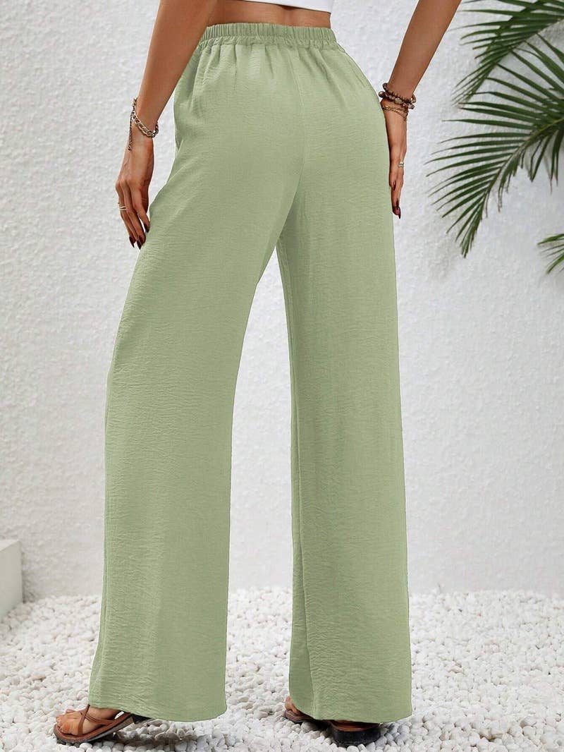 Versatile Solid Color Wide-Leg Floor-Length Casual Pants