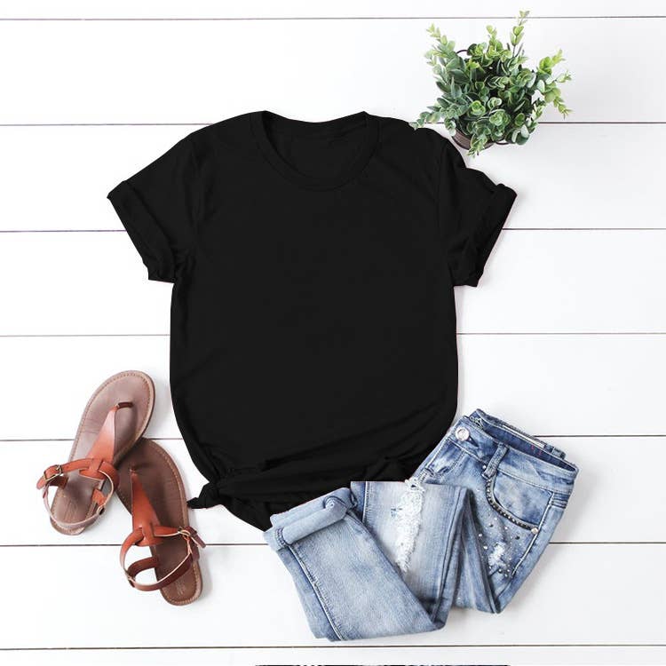 LOOSE SOLID COLOR SHORT SLEEVED T SHIRT_CWTTS0747
