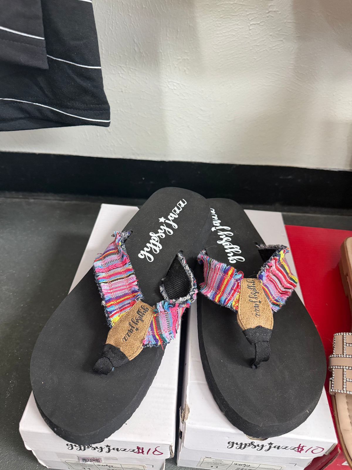 Gypsy Jazz Aztec flip flops
