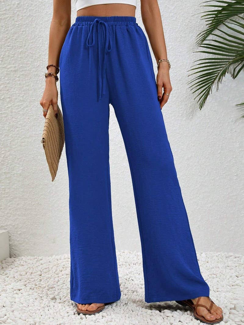 Versatile Solid Color Wide-Leg Floor-Length Casual Pants