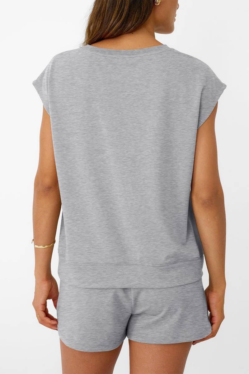 CWTSTS00835_CASUAL SHORT SLEEVE TEE AND SHORTS SET WOMEN