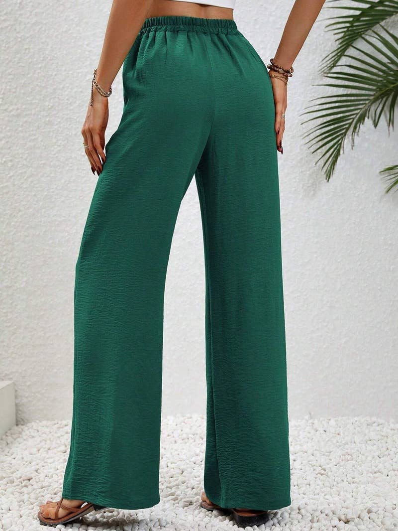 Versatile Solid Color Wide-Leg Floor-Length Casual Pants