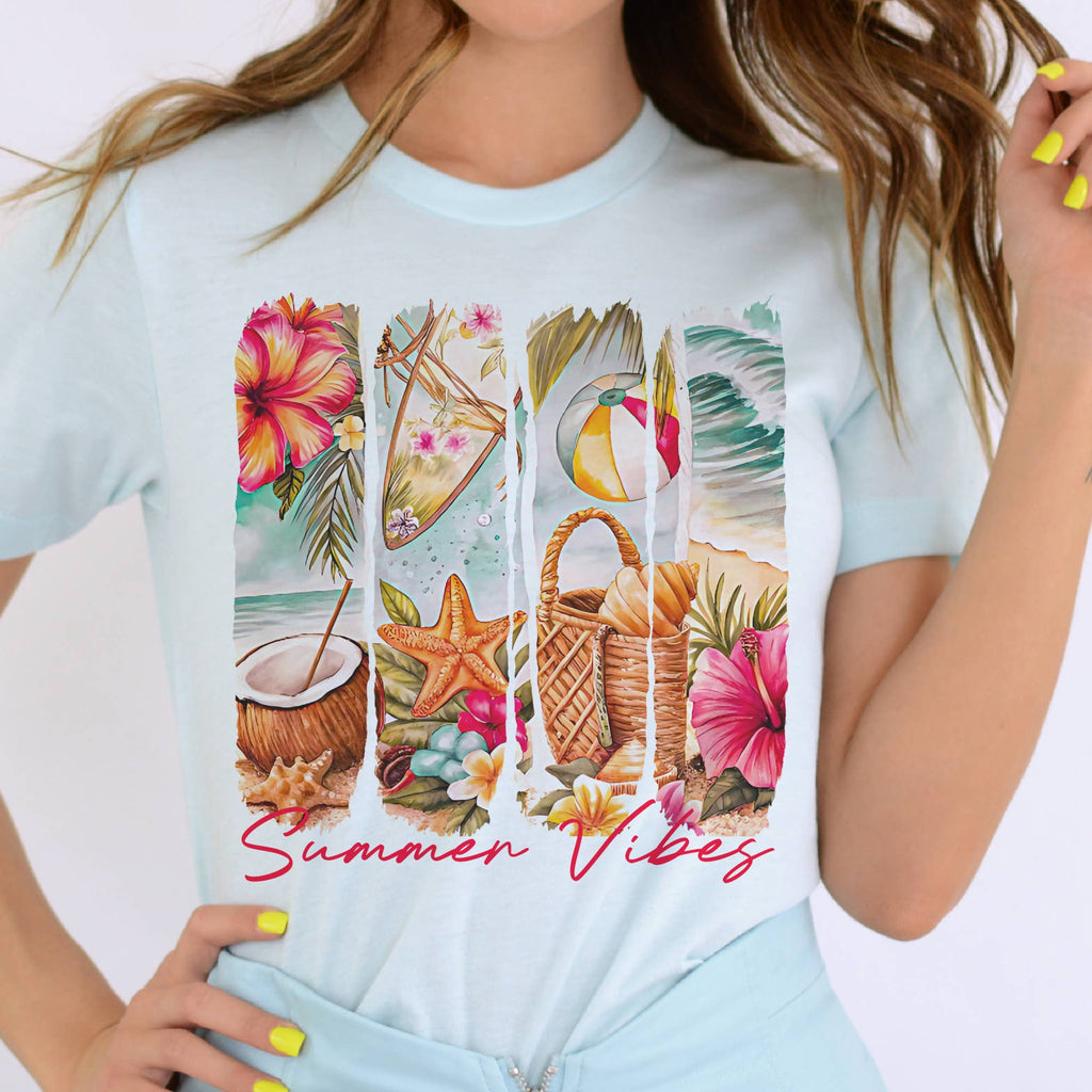 Summer Vibes Vacation Beach Resort Coastal Club Graphic Tee