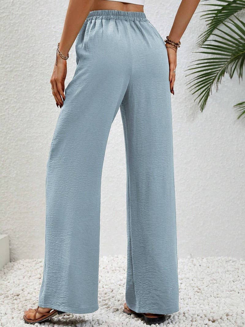 Versatile Solid Color Wide-Leg Floor-Length Casual Pants