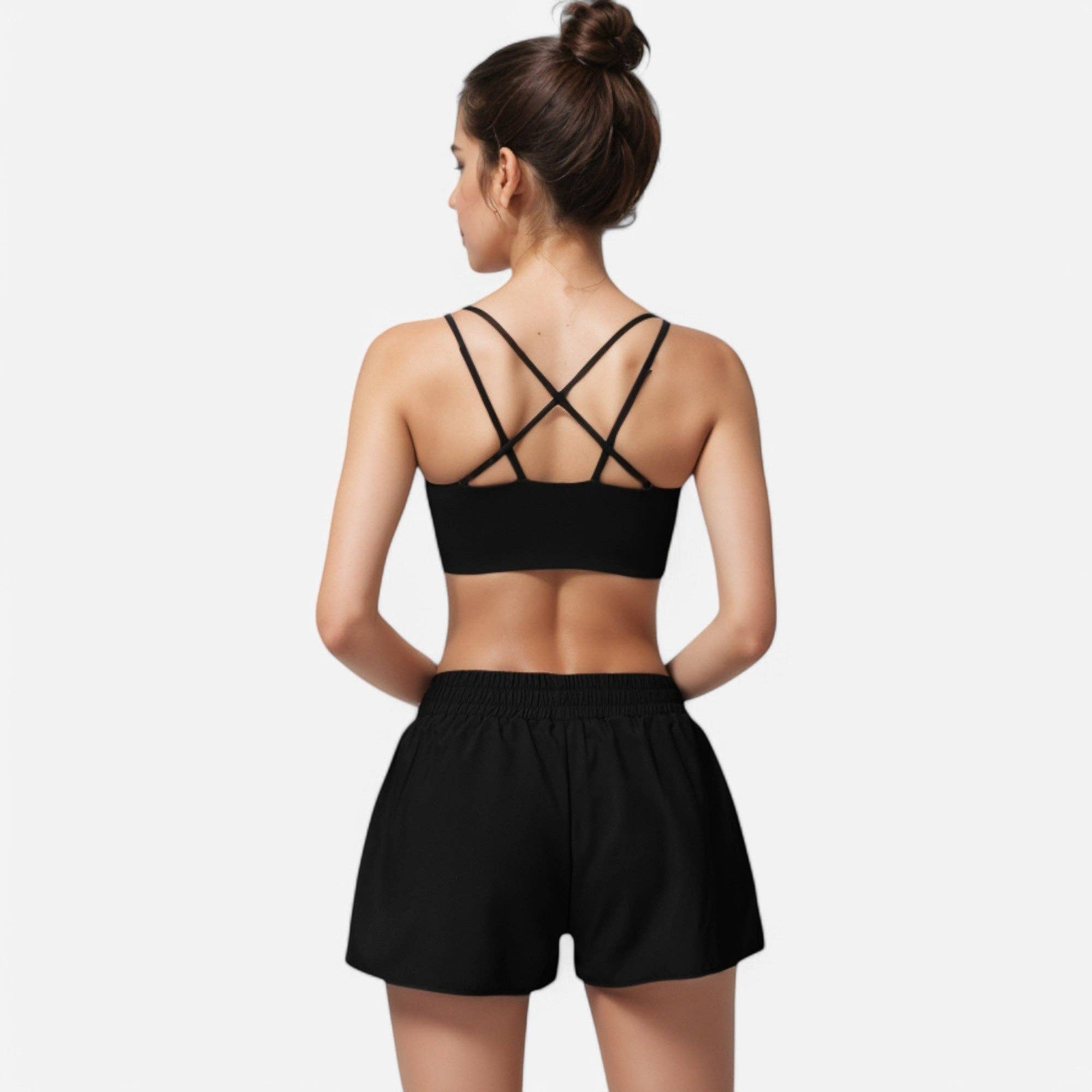 Women's High Waist Double Layered Running Shorts with Elasti