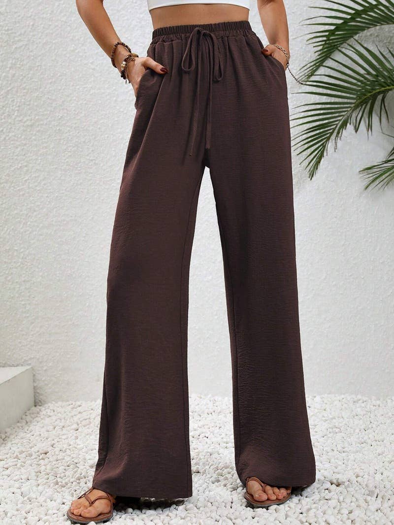 Versatile Solid Color Wide-Leg Floor-Length Casual Pants
