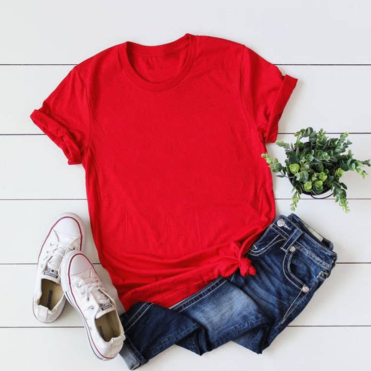 LOOSE SOLID COLOR SHORT SLEEVED T SHIRT_CWTTS0747