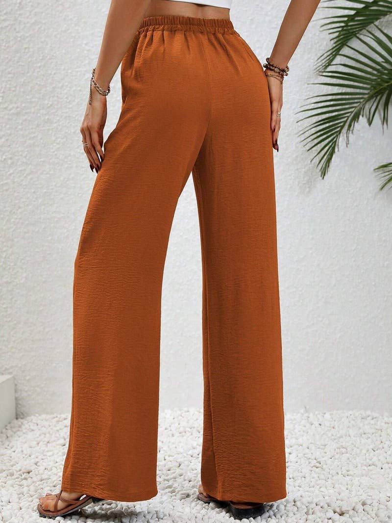Versatile Solid Color Wide-Leg Floor-Length Casual Pants