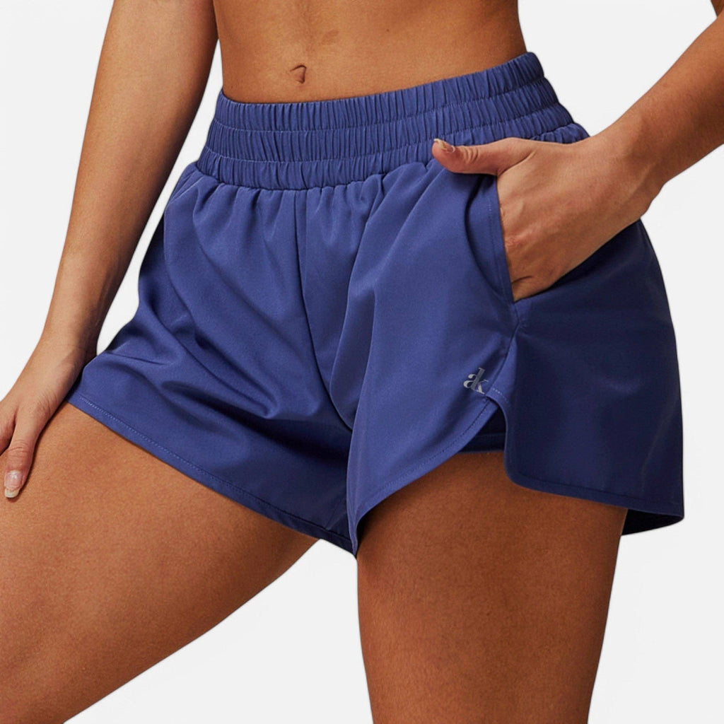 Women's High Waist Double Layered Running Shorts with Elasti