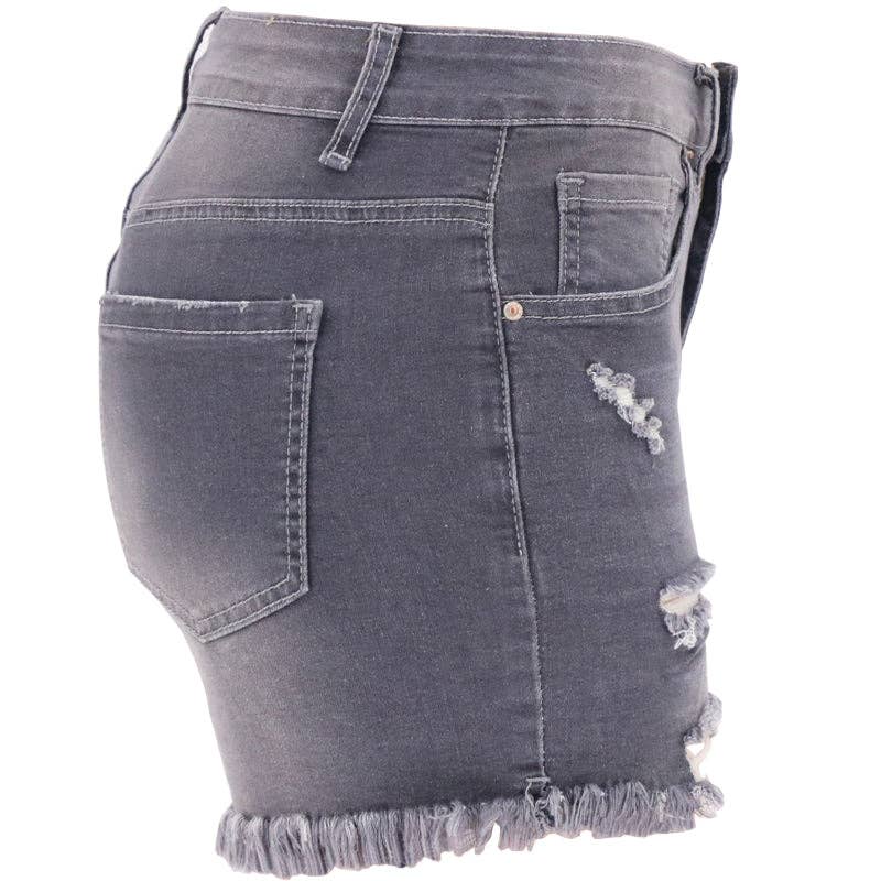 High Rise Distressed Denim Shorts for Women