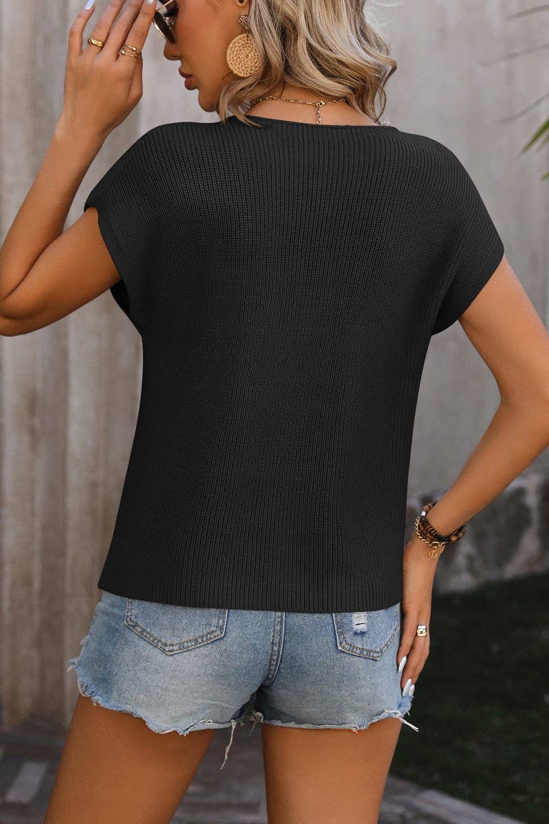 CWOSWS0106_CREWNECK SHORT-SLEEVED SWEATER WITH POCKETS