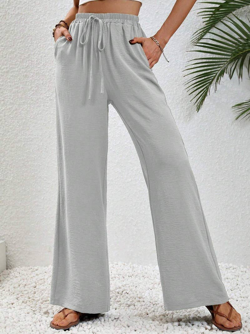 Versatile Solid Color Wide-Leg Floor-Length Casual Pants
