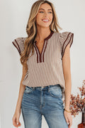 Khaki Ruffled Short Sleeve