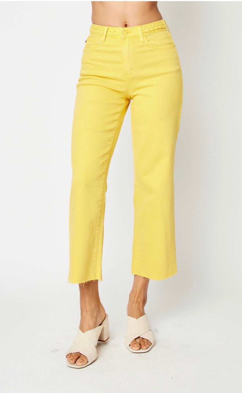 Judy Blue Yellow Braided Capri