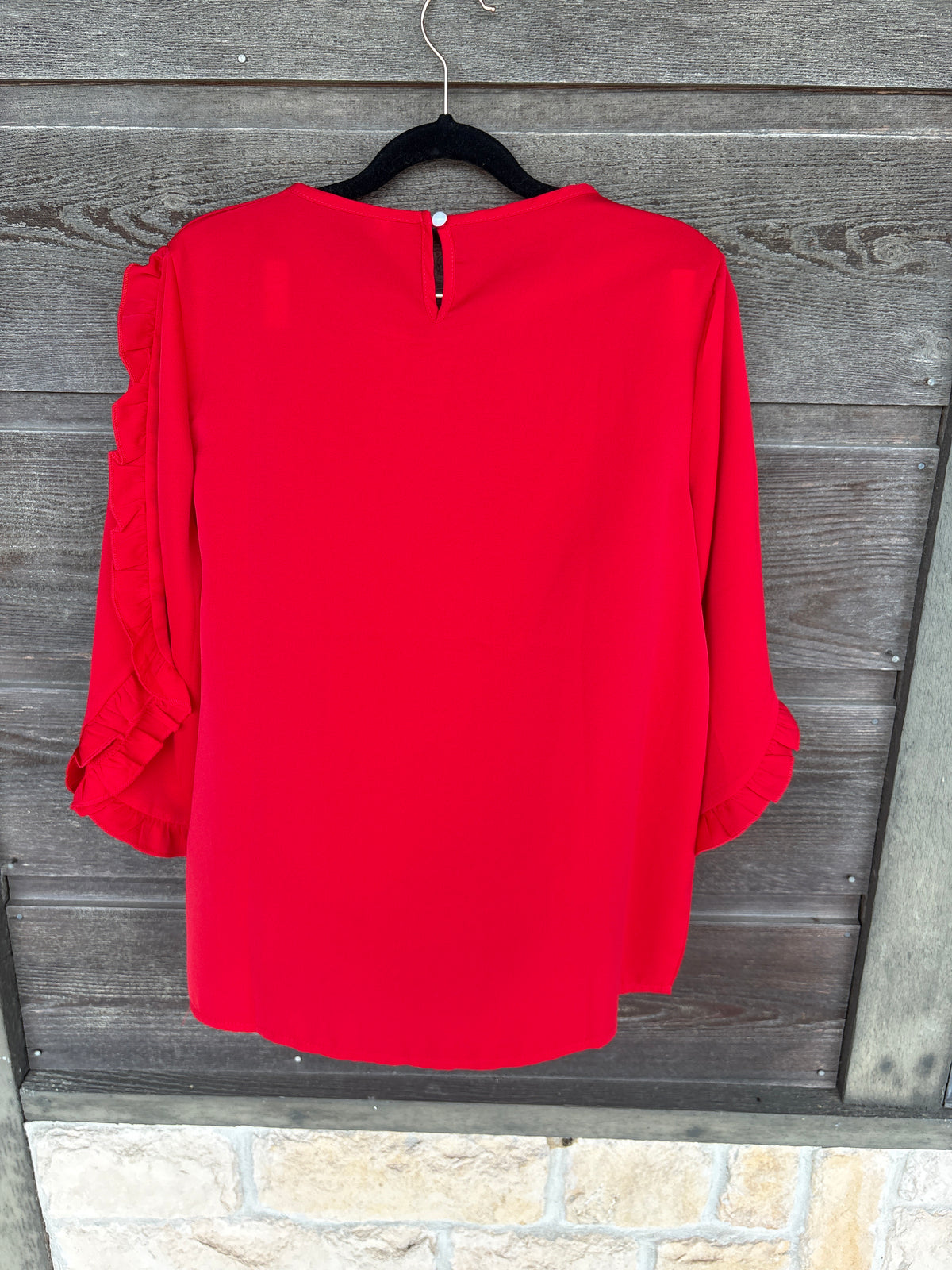 Boutique style red ruffle sleeve