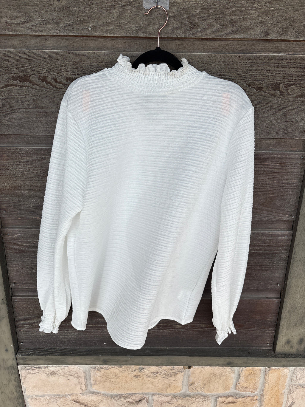 Glam & Chic white long sleeve ruffled