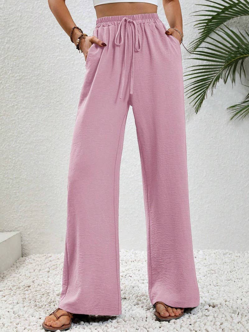 Versatile Solid Color Wide-Leg Floor-Length Casual Pants