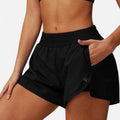 Women's High Waist Double Layered Running Shorts with Elasti