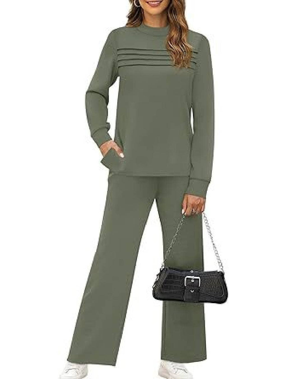 Cozy Leisure Round Neck Long Sleeve Sweatshirt Set