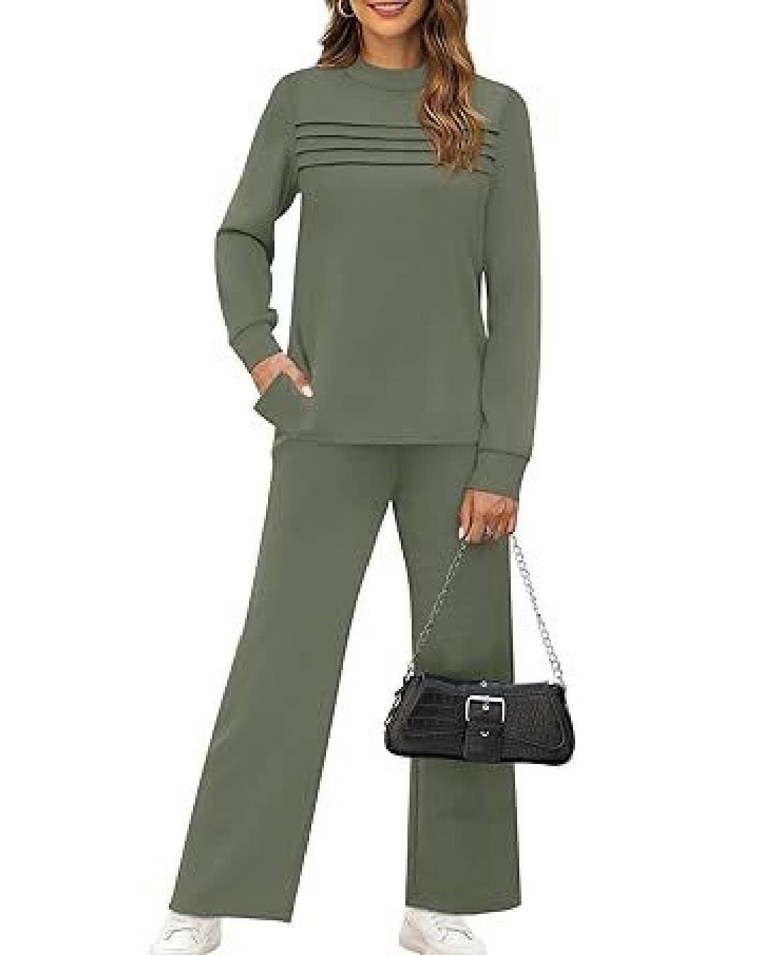 Cozy Leisure Round Neck Long Sleeve Sweatshirt Set