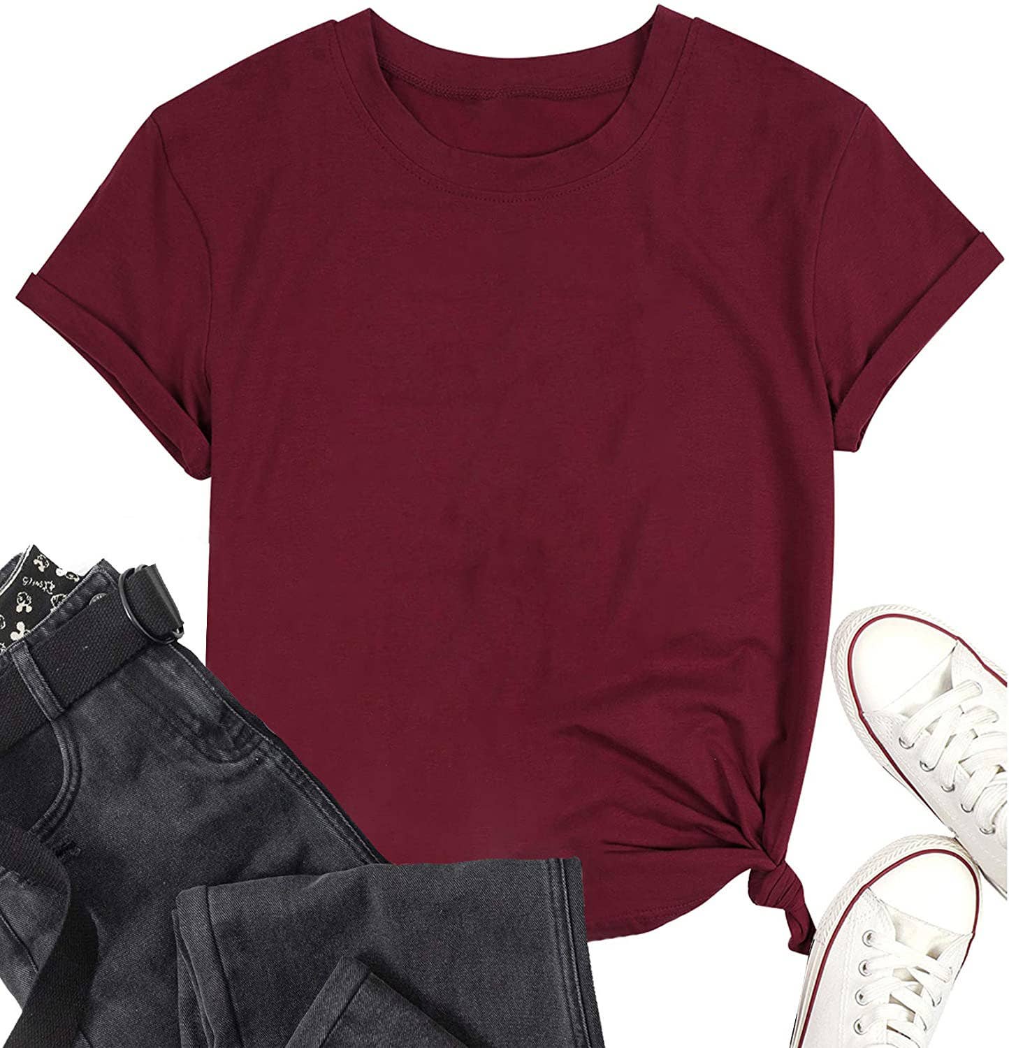 LOOSE SOLID COLOR SHORT SLEEVED T SHIRT_CWTTS0747