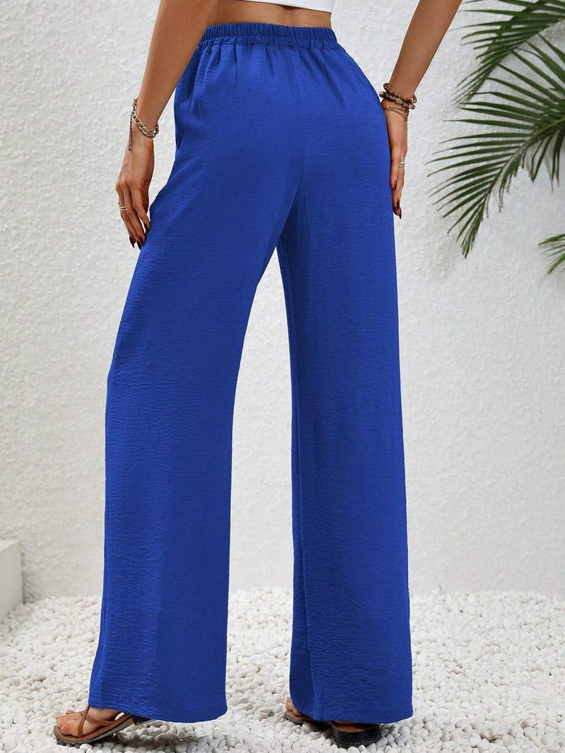 Versatile Solid Color Wide-Leg Floor-Length Casual Pants