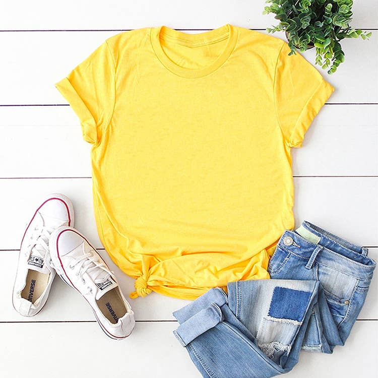 LOOSE SOLID COLOR SHORT SLEEVED T SHIRT_CWTTS0747