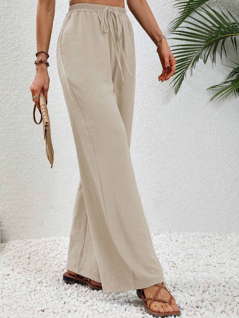 Versatile Solid Color Wide-Leg Floor-Length Casual Pants