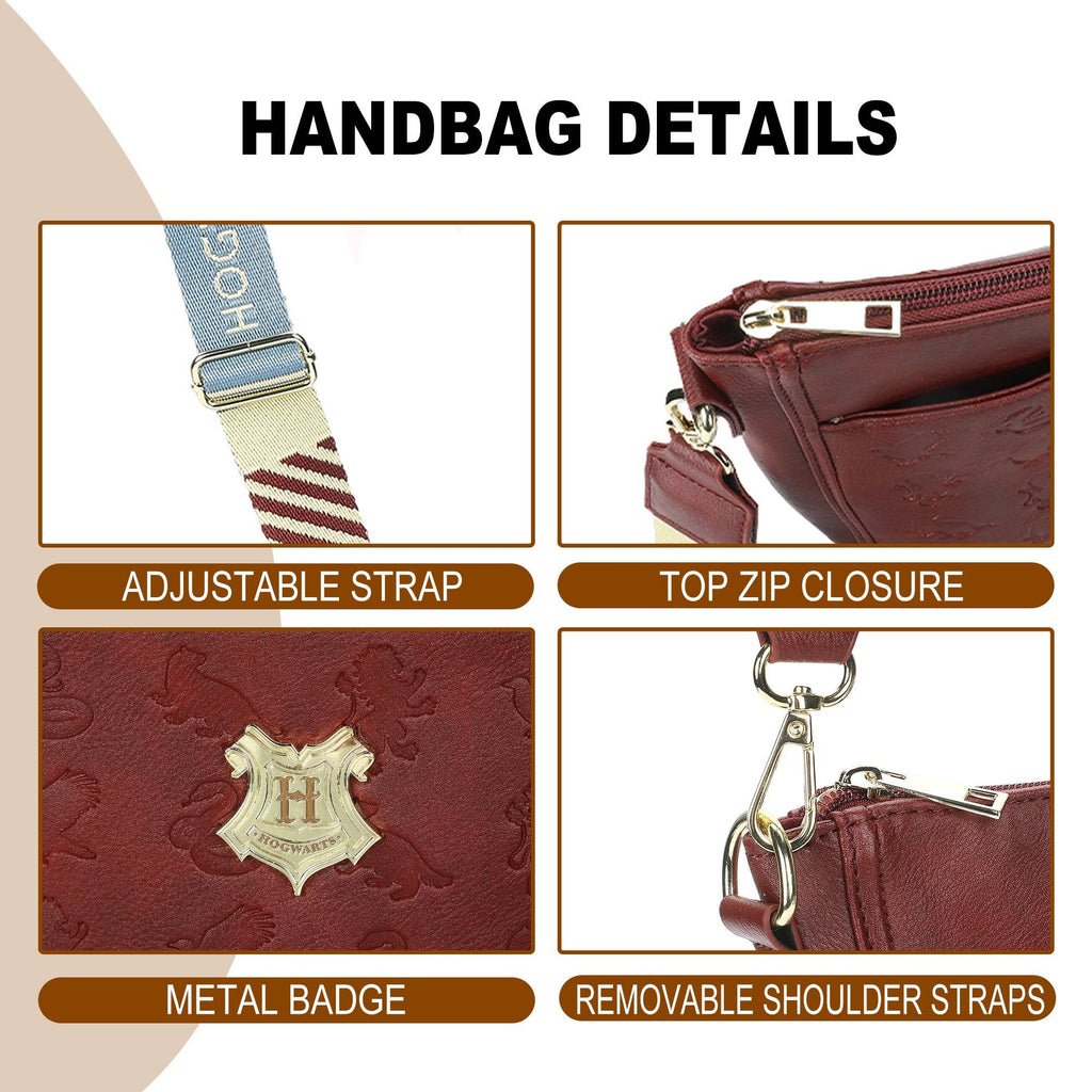 Harry Potter Hogwarts Crest 9.75" Women's Maroon Crossbody Bag