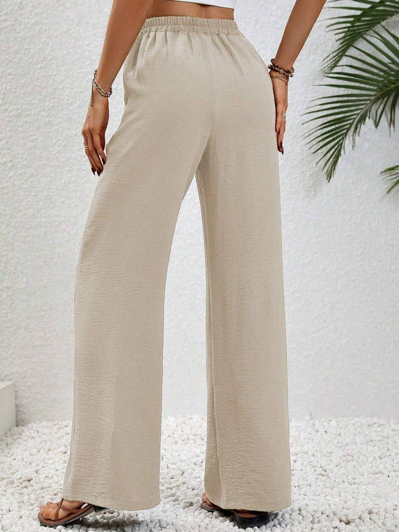 Versatile Solid Color Wide-Leg Floor-Length Casual Pants