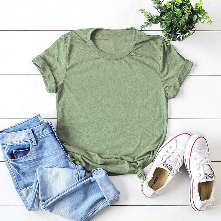 LOOSE SOLID COLOR SHORT SLEEVED T SHIRT_CWTTS0747