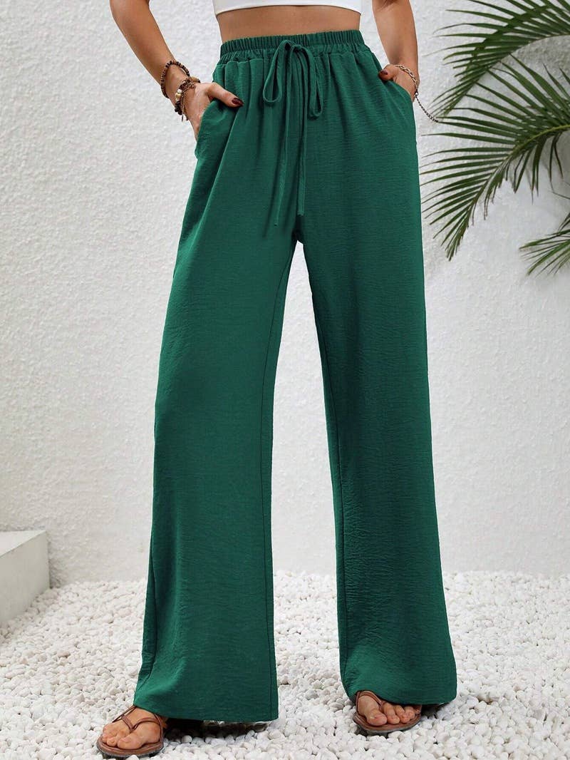 Versatile Solid Color Wide-Leg Floor-Length Casual Pants