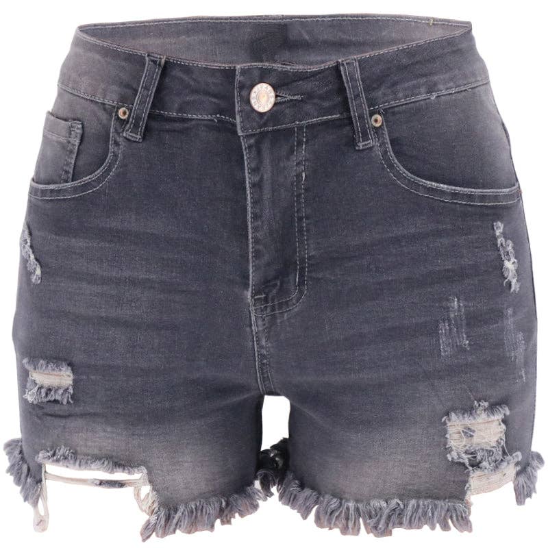 High Rise Distressed Denim Shorts for Women